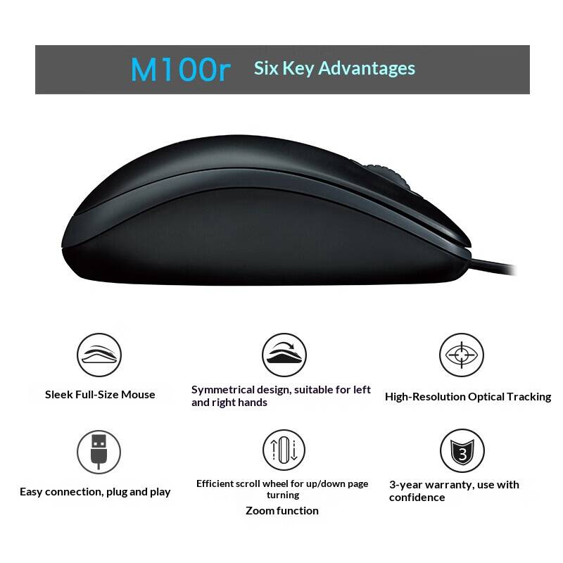 Mouse USB com Fio Logitech M10 - Home Office For Mac avaliação e preço